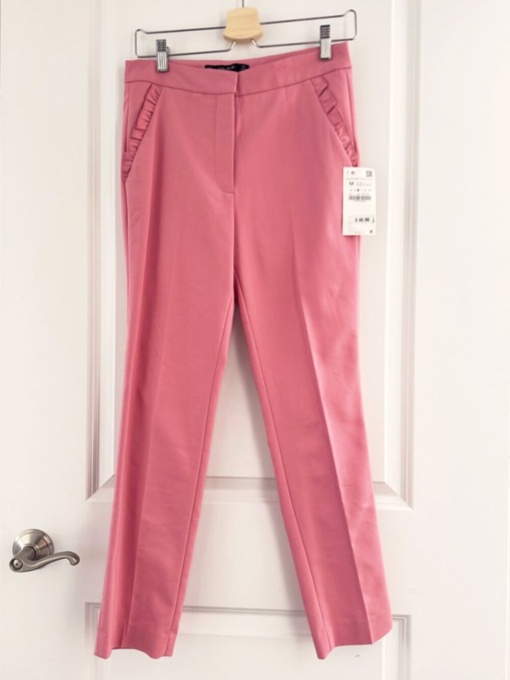 ZARA Pink Ruffle Pocket Pants – Size M – NWT
